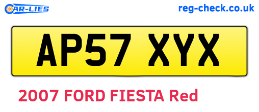 AP57XYX are the vehicle registration plates.
