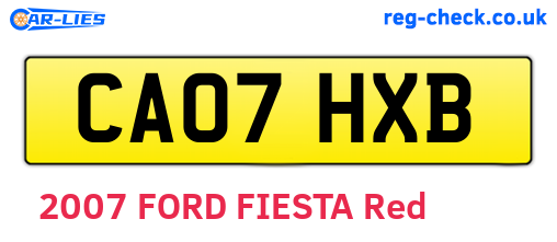 CA07HXB are the vehicle registration plates.