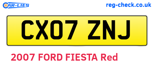 CX07ZNJ are the vehicle registration plates.