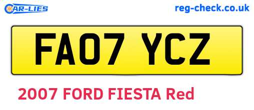 FA07YCZ are the vehicle registration plates.