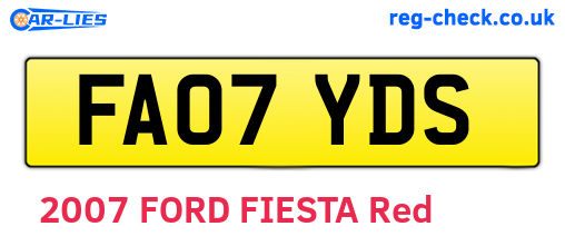 FA07YDS are the vehicle registration plates.