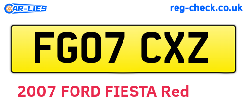 FG07CXZ are the vehicle registration plates.