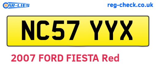 NC57YYX are the vehicle registration plates.