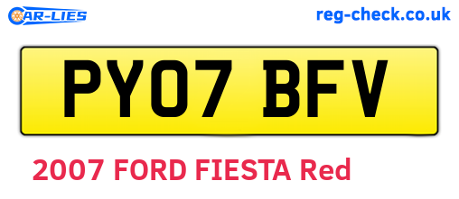 PY07BFV are the vehicle registration plates.