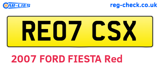 RE07CSX are the vehicle registration plates.