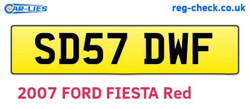 SD57DWF are the vehicle registration plates.