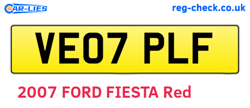 VE07PLF are the vehicle registration plates.