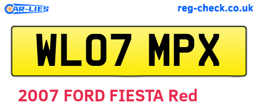 WL07MPX are the vehicle registration plates.