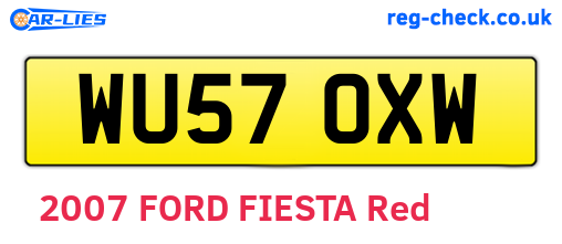 WU57OXW are the vehicle registration plates.