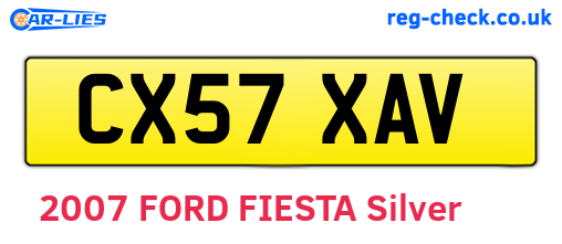 CX57XAV are the vehicle registration plates.