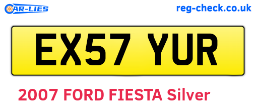 EX57YUR are the vehicle registration plates.