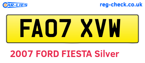 FA07XVW are the vehicle registration plates.