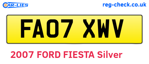 FA07XWV are the vehicle registration plates.