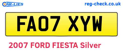 FA07XYW are the vehicle registration plates.
