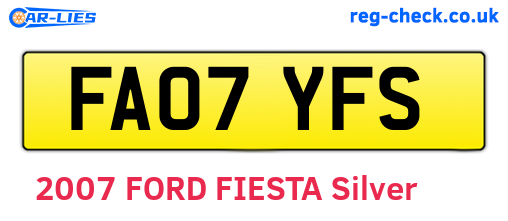 FA07YFS are the vehicle registration plates.