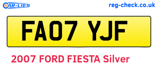 FA07YJF are the vehicle registration plates.