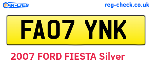 FA07YNK are the vehicle registration plates.