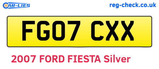 FG07CXX are the vehicle registration plates.