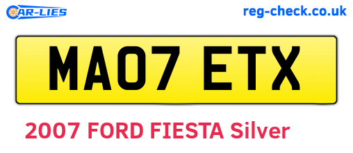 MA07ETX are the vehicle registration plates.