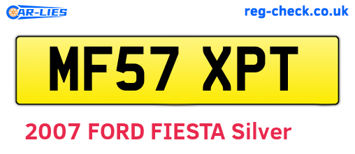 MF57XPT are the vehicle registration plates.
