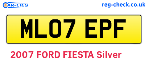 ML07EPF are the vehicle registration plates.