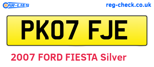 PK07FJE are the vehicle registration plates.