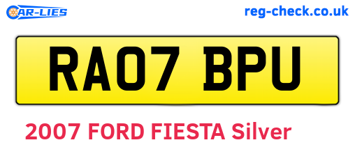 RA07BPU are the vehicle registration plates.