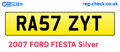 RA57ZYT are the vehicle registration plates.