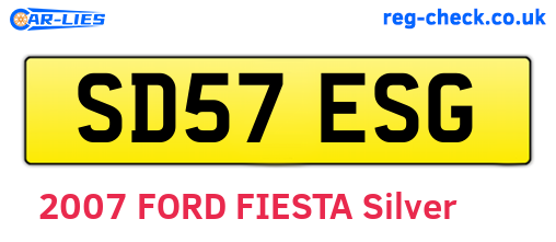 SD57ESG are the vehicle registration plates.