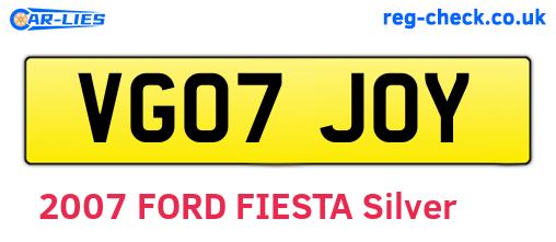 VG07JOY are the vehicle registration plates.