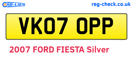 VK07OPP are the vehicle registration plates.
