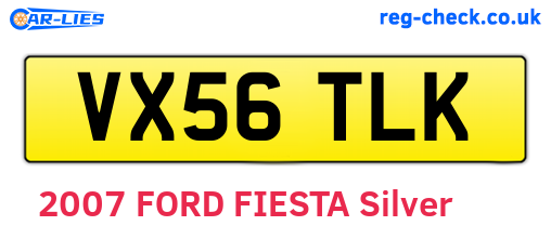 VX56TLK are the vehicle registration plates.