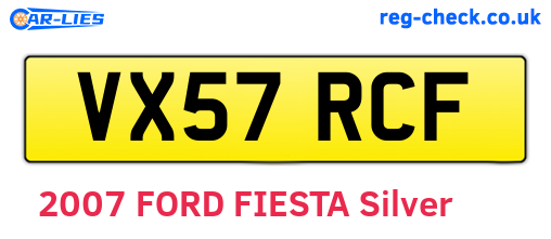 VX57RCF are the vehicle registration plates.
