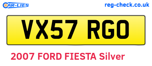 VX57RGO are the vehicle registration plates.