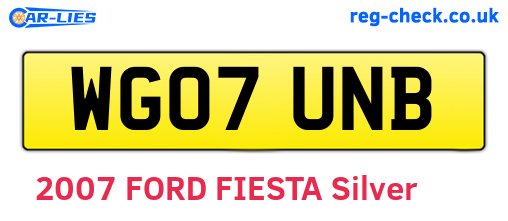 WG07UNB are the vehicle registration plates.