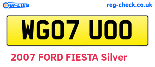 WG07UOO are the vehicle registration plates.