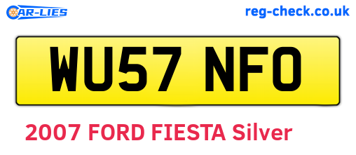 WU57NFO are the vehicle registration plates.