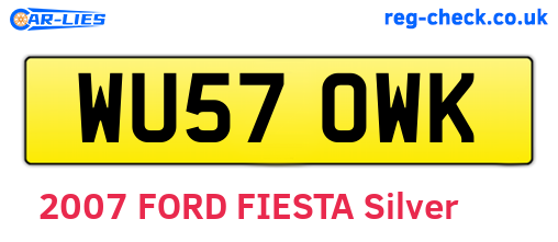 WU57OWK are the vehicle registration plates.