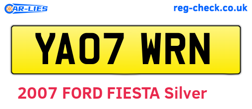 YA07WRN are the vehicle registration plates.