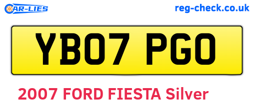 YB07PGO are the vehicle registration plates.