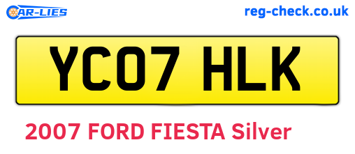 YC07HLK are the vehicle registration plates.