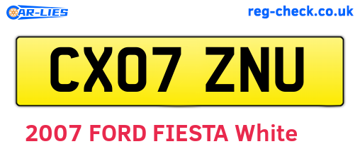 CX07ZNU are the vehicle registration plates.