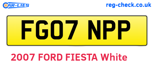 FG07NPP are the vehicle registration plates.