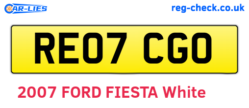 RE07CGO are the vehicle registration plates.