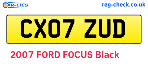 CX07ZUD are the vehicle registration plates.