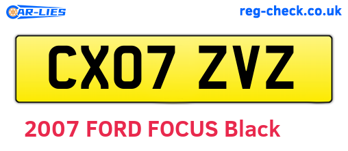 CX07ZVZ are the vehicle registration plates.