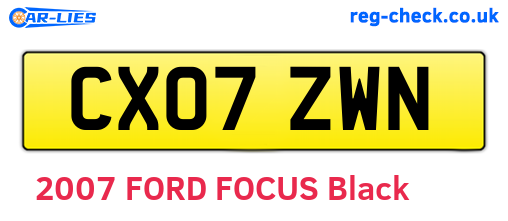 CX07ZWN are the vehicle registration plates.