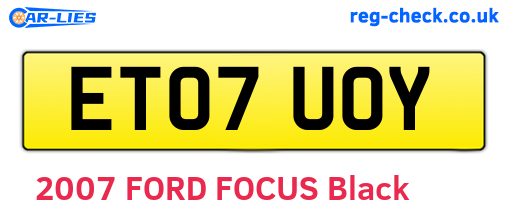ET07UOY are the vehicle registration plates.