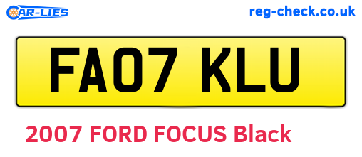 FA07KLU are the vehicle registration plates.