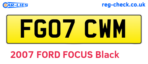 FG07CWM are the vehicle registration plates.